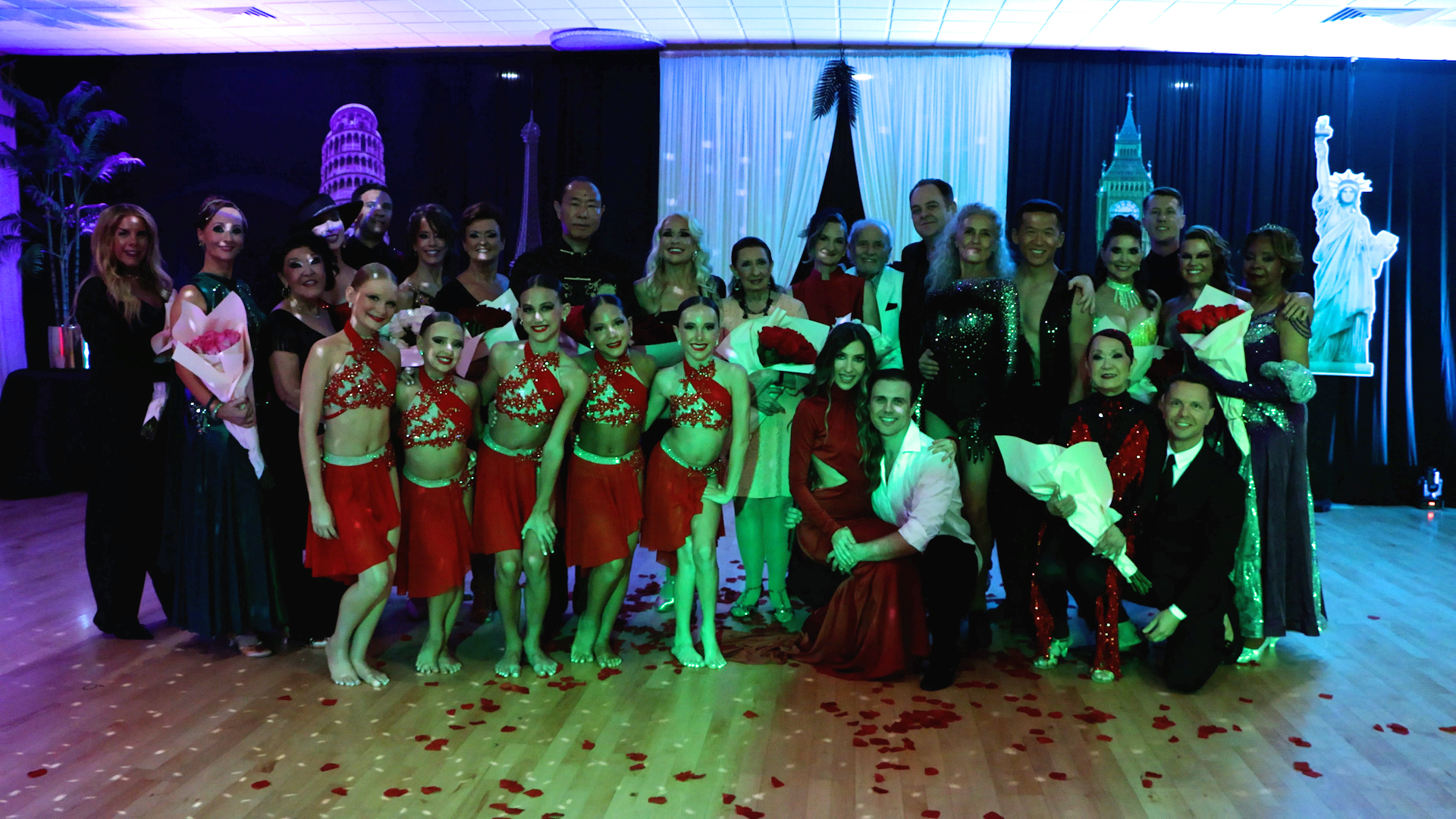 Full cast of the Around the World Showcase on the Paramount Ballroom floor